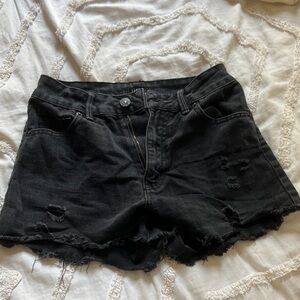 Black Vintage washed Women Shorts